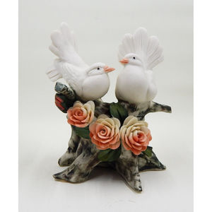 Capodimonte Bisque Doves Bird Flower Roses Branch Savastano Gricci Figurine